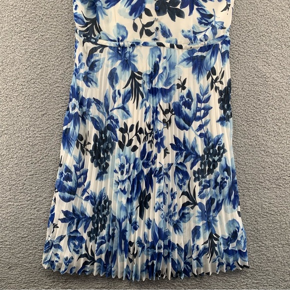 Talbots Blue Floral Pleated Sleeveless Dress - Picture 3 of 8
